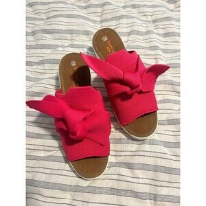 bernie mev. Hot Pink Bow Slide Sandals